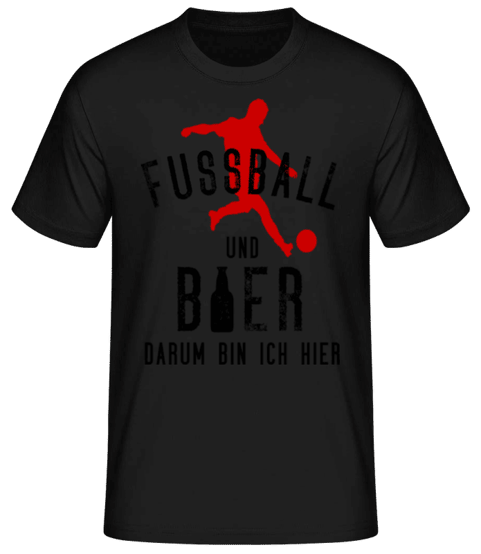 Vorschau: Fußball Und Bier - Männer Basic T-Shirt - Schwarz - Vorne