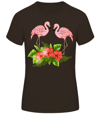 Flamingos In Paradise - Women's Basic T-Shirt - Brown - Front