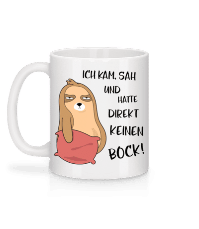 Kam Sah Direkt Keinen Bock - Tasse - Weiß - Hinten