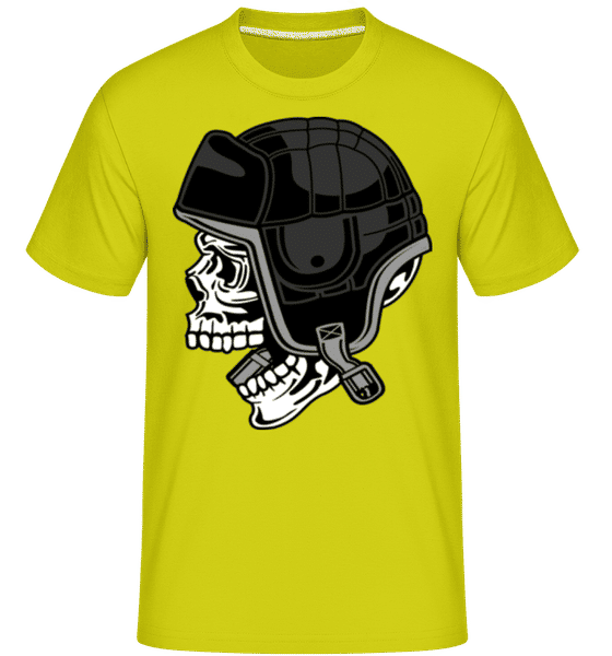 Aperçu: Skull Helmet -  T-Shirt Shirtinator homme - Citron vert - Devant