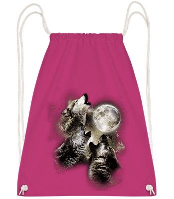 Wolf Moon - Drawstring batoh se šňůrkami - Magenta - Napřed