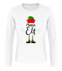 Mama Elf - Dámske tričko s dlhým rukávom basic - Biela - Predné