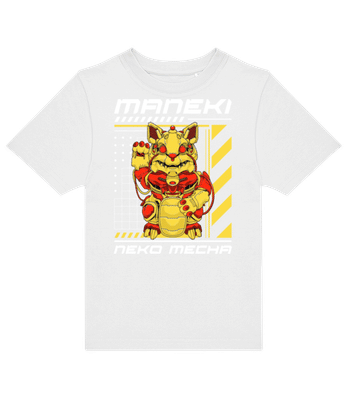 Maneki Neko Mecha - Kinder T-Shirt B&C - Weiß - Vorne
