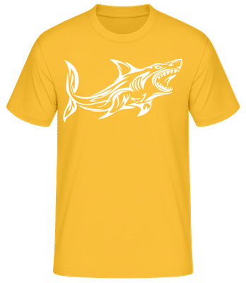 Englisch  Great White Shark Tribal - Men's Basic T-Shirt - Golden yellow - Front