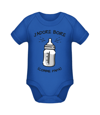 J’adore Boire Comme Papa - Body manches courtes bio - Bleu royal - Devant