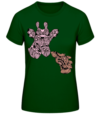 Giraffe Mother With Child - Women's Basic T-Shirt - Bottle green - Front