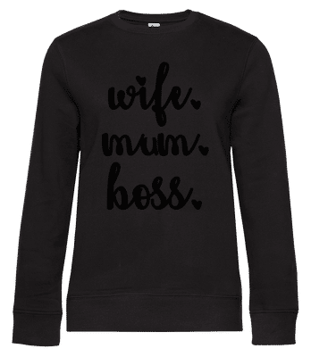 Motif Wife Mum Boss - Sweat-shirt standard pour femme - Noir - Devant