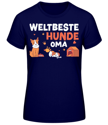 Weltbeste Hunde Oma - Frauen Basic T-Shirt - Marine - Vorne
