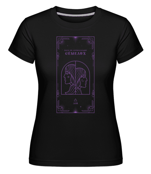 Aperçu: Art Déco Signe Astrologique Gémeaux -  T-shirt Shirtinator femme - Noir - Devant