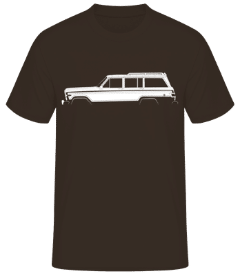 'Jeep Wagoneer (SJ)' Silhouette - Pánské basic tričko - Hnědá - Napřed