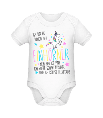 Königin Der Einhörner - Baby Bio Strampler - Weiß - Vorne