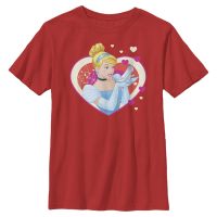 Disney Princesses - Popelka Hearts - Kids T-Shirt - Red - Front