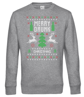Merry Drunk Christmas - Männer Standard Pullover - Grau meliert - Vorne