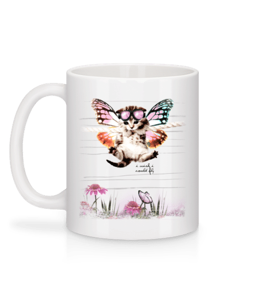 Aperçu: Chat Papillon - Mug en céramique blanc - Blanc - Derrière