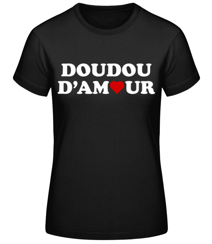 Aperçu: Doudou D’amour Saint Valentin Mignon - T-shirt standard Femme - Noir - Devant