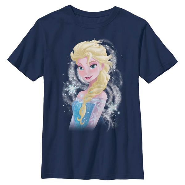 Aperçu: Disney - La Reine des neiges - Elsa Swirl - Enfant T-shirt - Bleu marine - Devant