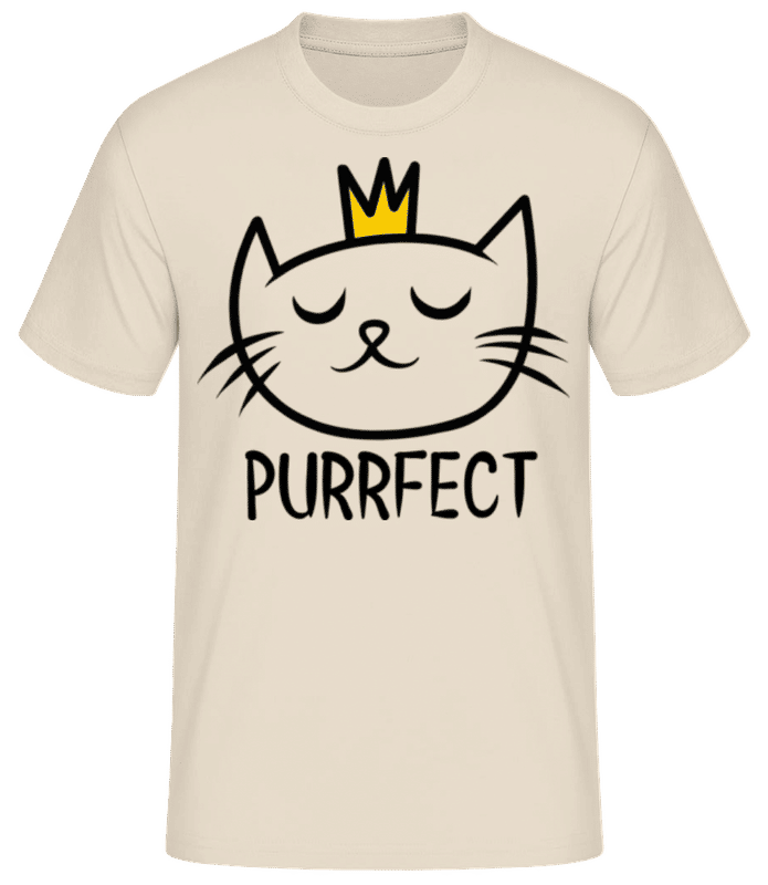 Náhled: Purrfect - Pánské basic tričko - Krémová - Napřed