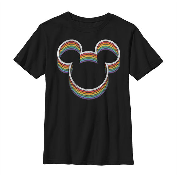 Aperçu: Disney Classics - Mickey Mouse - Mickey Rainbow Ears - Enfant T-shirt - Noir - Devant