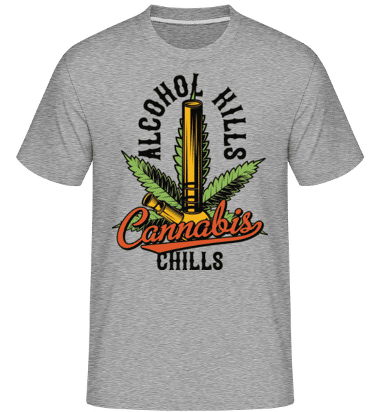 Aperçu: Cannabis Chills -  T-Shirt Shirtinator homme - Gris chiné - Devant