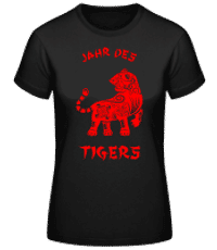 Chinesisches Zeichen Jahr Des  Tigers - Frauen Basic T-Shirt - Schwarz - Vorne