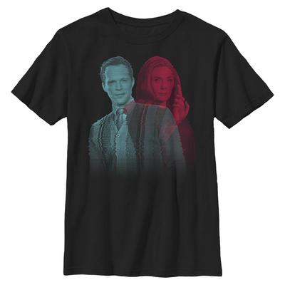 Marvel - WandaVision - Scarlet Witch & Vision Glitchy Overlay Wanda Vision - Kids T-Shirt - Black - Front