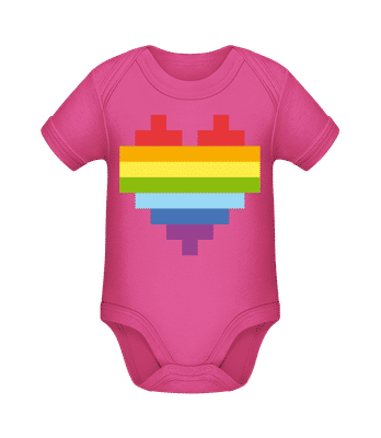 Rainbow Heart - Organic Baby Body - Magenta - Front
