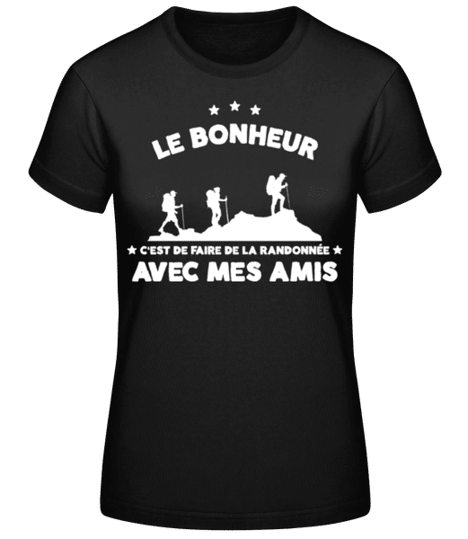 Aperçu: Bonheur De La Randonnée Avec Mes Amis - T-shirt femme B&C - Noir - Devant
