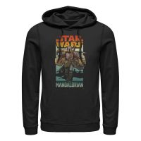 Star Wars - The Mandalorian - Mandalorian Mando on Foot - Unisex Sudadera con capucha - Negro - delante