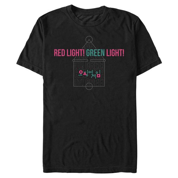 Preview: Netflix - Squid Game - Icons Red Lights Green - Men's T-Shirt - Black - Front