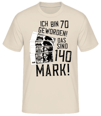 Bin 70 140 Mark - Männer Basic T-Shirt - Creme - Vorne