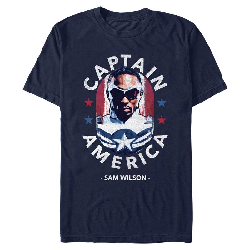 Preview: Marvel - The Falcon and the Winter Soldier - Falcon Caps Inspiration - Men's T-Shirt - Navy - Front