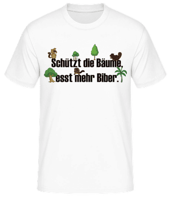 Esst Mehr Biber - Männer Basic T-Shirt - Weiß - Vorne