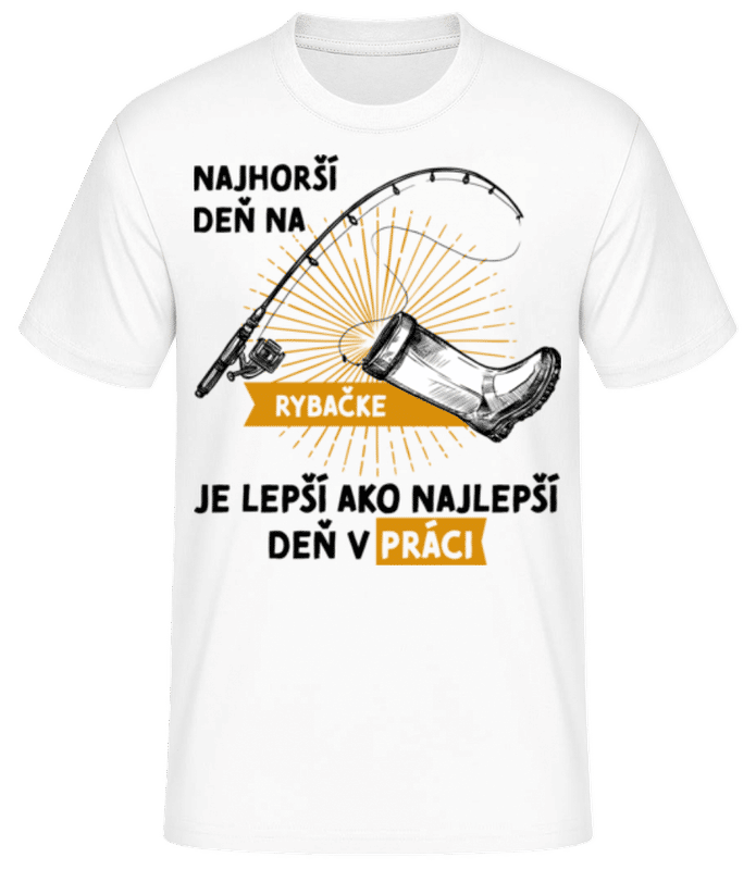 Náhľad: Najhorší Deň Na Rybačke - Pánske basic tričko - Biela - Predné