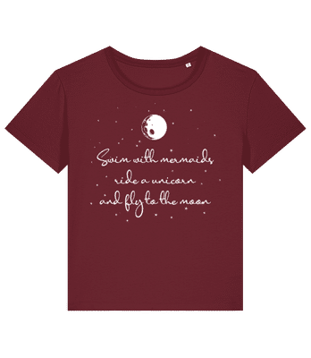 Mermaids Unicorn And Fly To The Moon - T-shirt bio Femme Stanley Stella 2.0 - Bordeaux - Devant