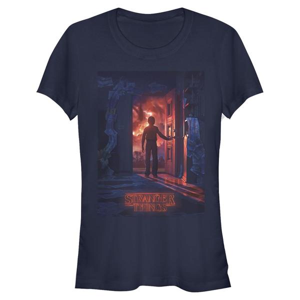 Aperçu: Netflix - Stranger Things - Will Open Door Poster - Femme T-shirt - Bleu marine - Devant