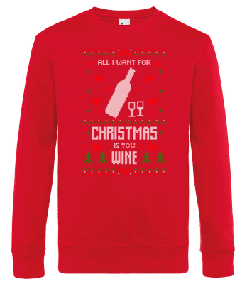 All I Want For Christmas Is Wine - Men's standard sweatshirt - Red - Front