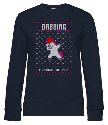 Dabbing Unicorn - Sweat-shirt standard pour femme - Bleu marine - Devant