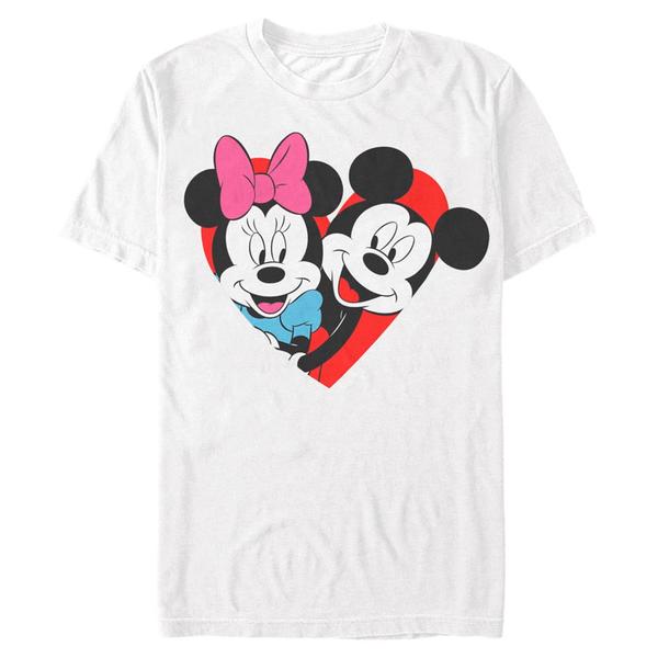 Aperçu: Disney Classics - Mickey Mouse - Minnie Mouse Mickey Minnie Heart - Valentine's Day - Homme T-shirt - Blanc - Devant