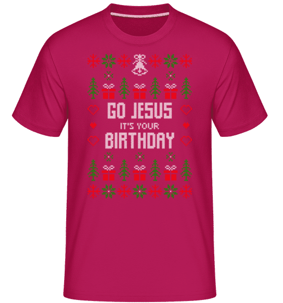 Preview: Go Jesus It Is Your Birthday -  Shirtinator Men's T-Shirt - Magenta - Front