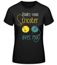 Voulez Vous Tricoter - T-shirt standard Femme - Noir - Devant