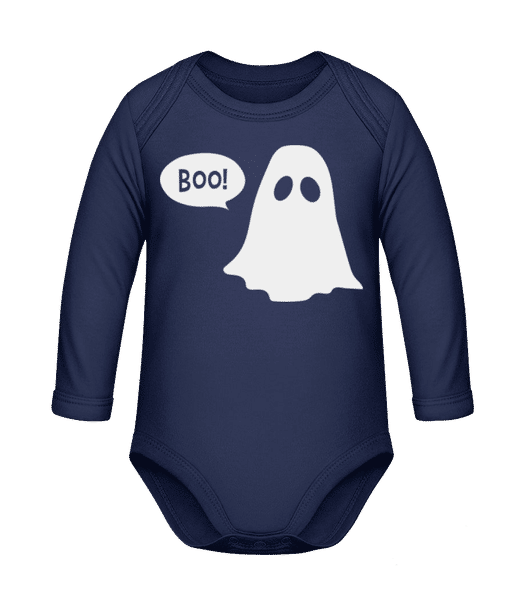 Aperçu: Boo - Body coton bio manches longues Bébé - Bleu marine - Devant