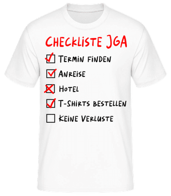 JGA Checkliste - Männer Basic T-Shirt - Weiß - Vorne