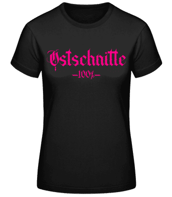Ostschnitte 100 Prozent - Frauen Basic T-Shirt - Schwarz - Vorne