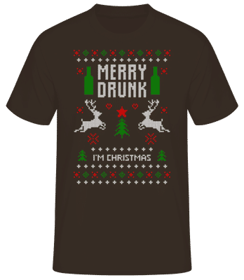 Merry Drunk I Am  Christmas - Men's Basic T-Shirt - Brown - Front
