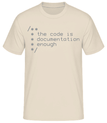 Code Is Documentation - Männer Basic T-Shirt - Creme - Vorne