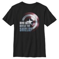 Marvel - Falcon y el Soldado de Invierno - Logo Wielding the Shield - Niños Camiseta - Negro - delante