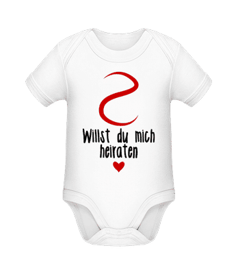 Willst Du Mich Heiraten? - Baby Bio Strampler - Weiß - Vorne
