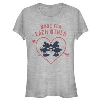 Disney Classics - Mickey Mouse - Mickey & Minnie Heart Polka Dot Silhouette - Den svatého Valentýna - Dámské Tričko - Melírově šedá - Napřed