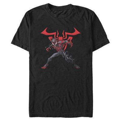 Marvel - Spider-Man Miles W Symbol - Hombres Camiseta - Negro - delante