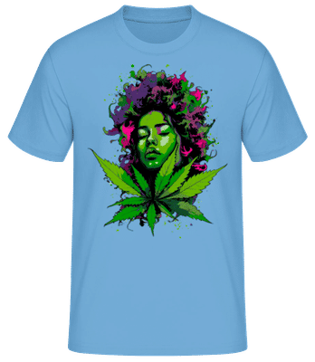 Cannabis Head Woman Color - Pánske basic tričko - Svetlo modrá - Predné